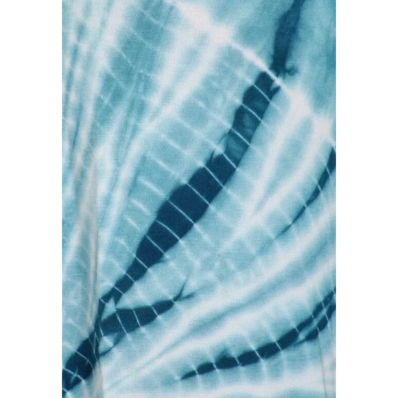 Teal Boho Tie Dye Wide Leg Palazzo Stretch Pants - Picture 5 of 6